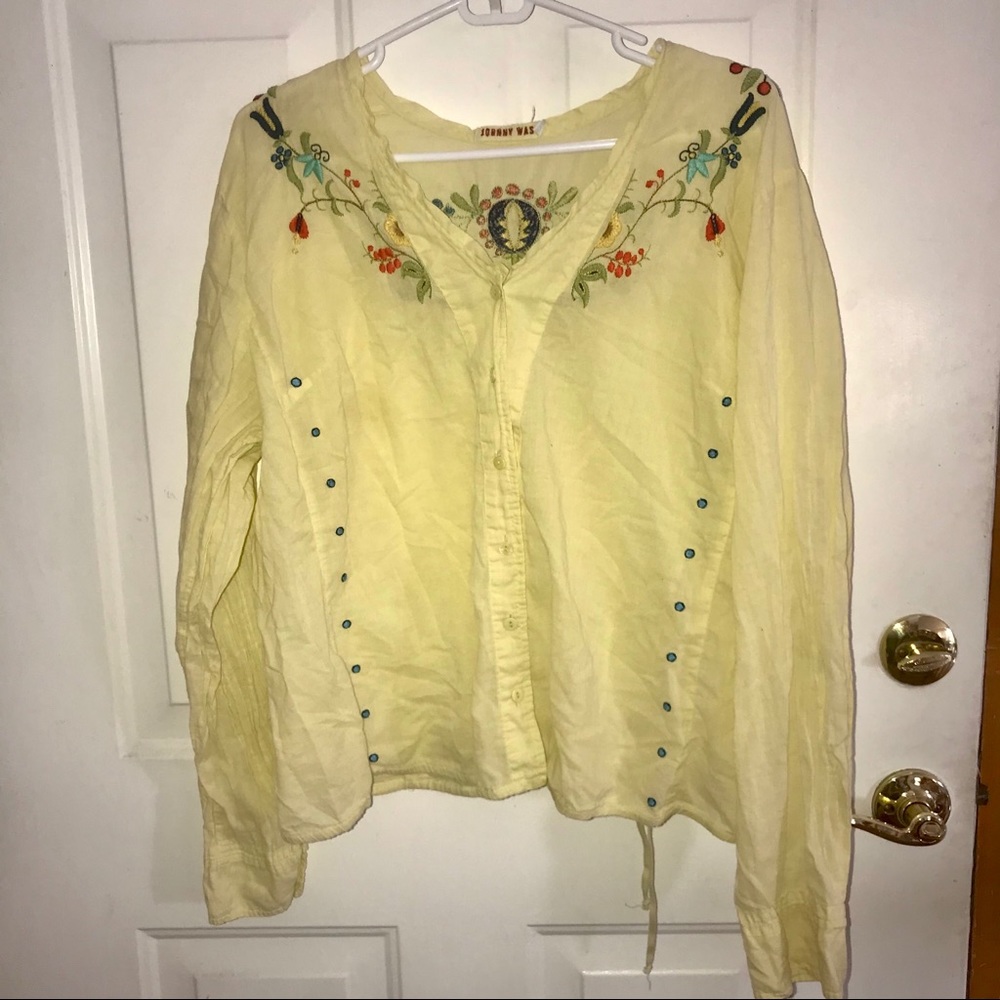 Xl Johnny Was Embroidered Button Down Top